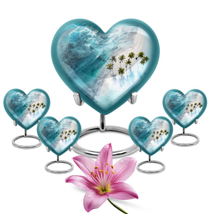 Beach Theme Large Urn With 4 Keepsake Urn