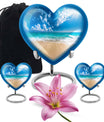 Beach Theme Large Urn With 2 Keepsake Urn