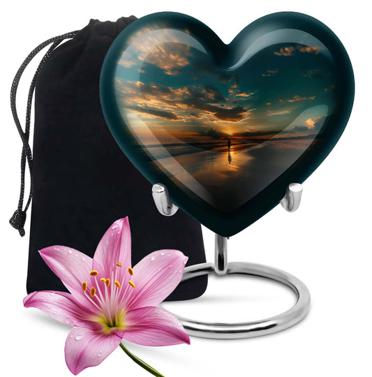 heart-shaped beach urn