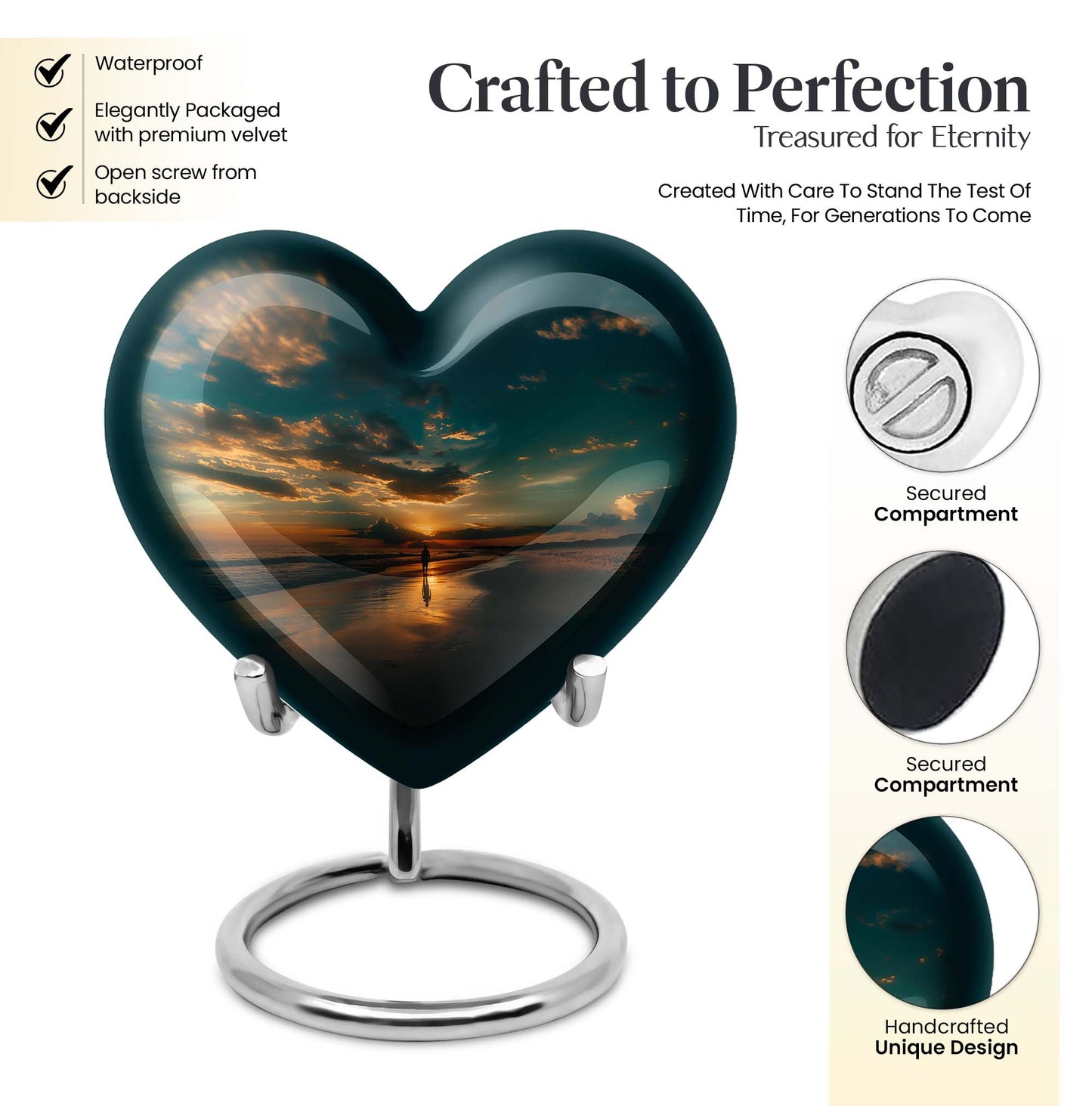 heart-shaped beach urn