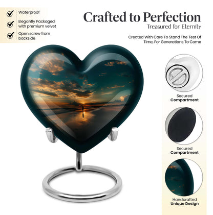 heart-shaped beach urn