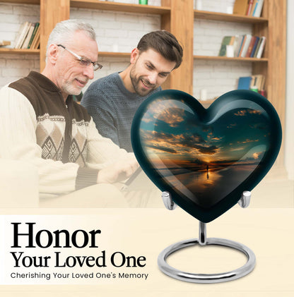 heart-shaped beach urn