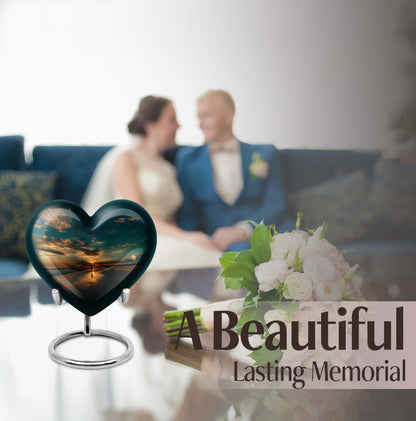 heart-shaped beach urn