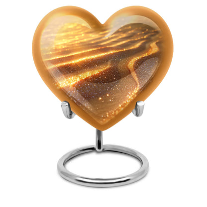 Beach themed 10-inch heart urn for adult women ashes with flower design