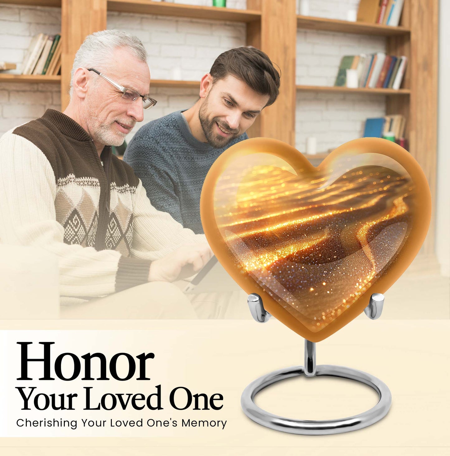 Beach themed 10-inch heart urn for adult women ashes with flower design