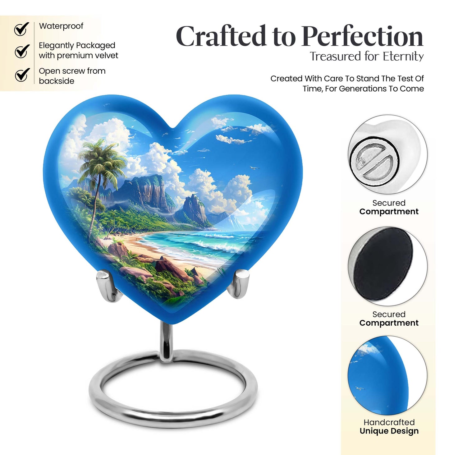  urn for memorial burial, heart design 