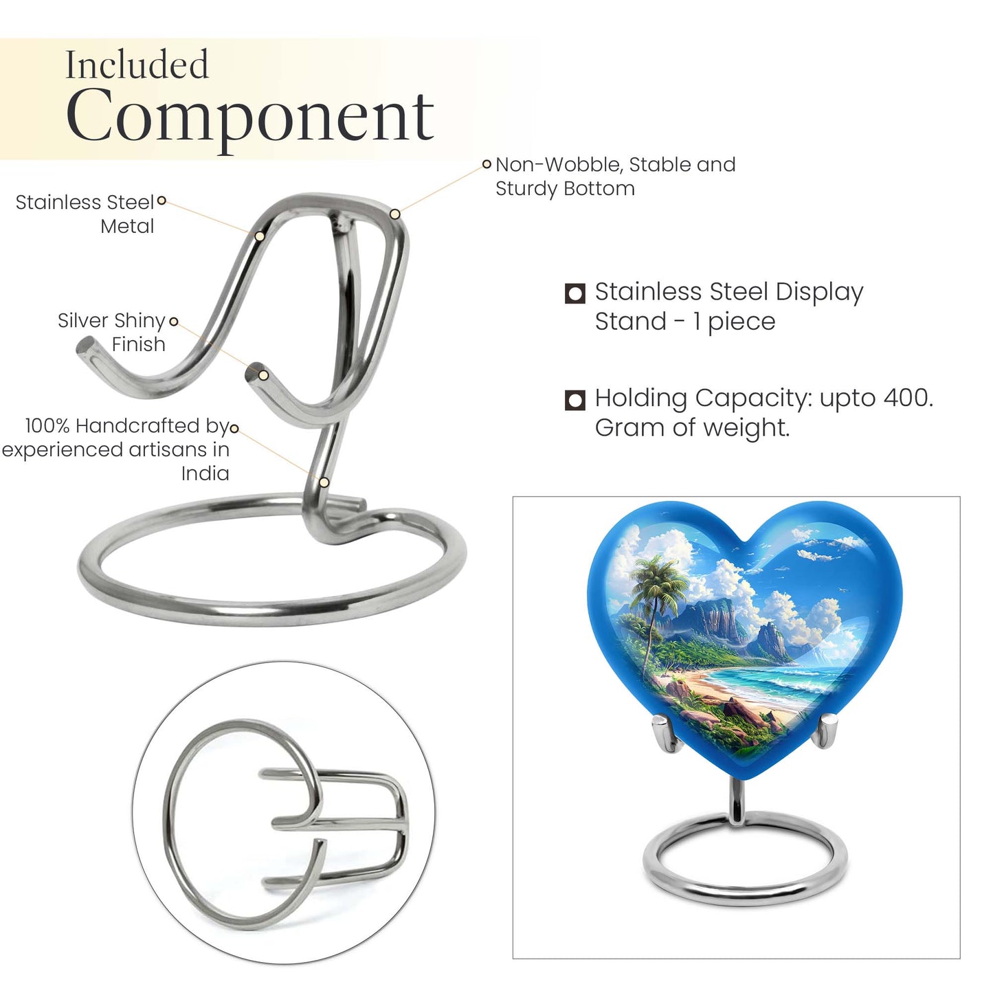  urn for memorial burial, heart design 