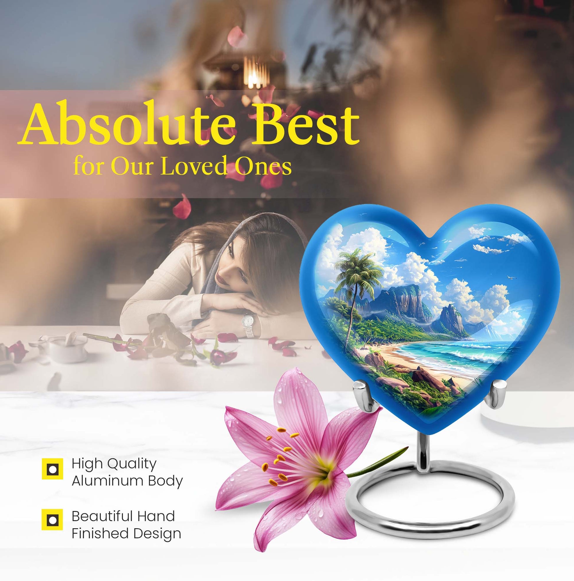  urn for memorial burial, heart design 