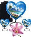 Beach Theme Large Urn With 2 Keepsake Urn