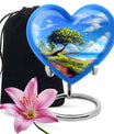 10-inch heart-shaped Beach Urn, funeral urns for adult ashes, crafted from aluminium with floral theme