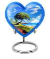 10-inch heart-shaped Beach Urn, funeral urns for adult ashes, crafted from aluminium with floral theme