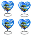 10-inch heart-shaped Beach Urn, funeral urns for adult ashes, crafted from aluminium with floral theme