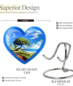 10-inch heart-shaped Beach Urn, funeral urns for adult ashes, crafted from aluminium with floral theme