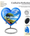 10-inch heart-shaped Beach Urn, funeral urns for adult ashes, crafted from aluminium with floral theme