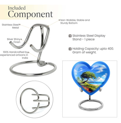 10-inch heart-shaped Beach Urn, funeral urns for adult ashes, crafted from aluminium with floral theme