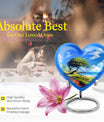 10-inch heart-shaped Beach Urn, funeral urns for adult ashes, crafted from aluminium with floral theme