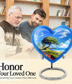 10-inch heart-shaped Beach Urn, funeral urns for adult ashes, crafted from aluminium with floral theme