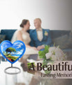 10-inch heart-shaped Beach Urn, funeral urns for adult ashes, crafted from aluminium with floral theme