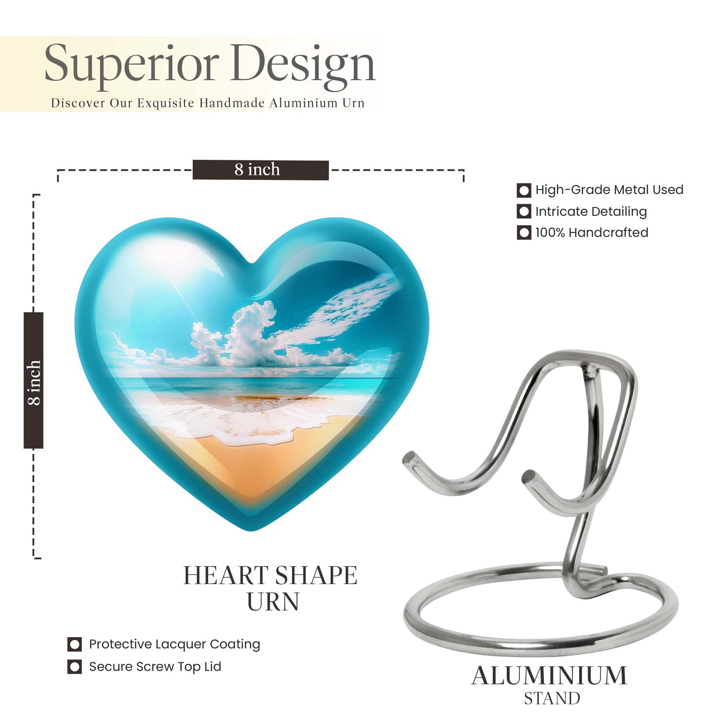 10-inch floral-engraved heart 