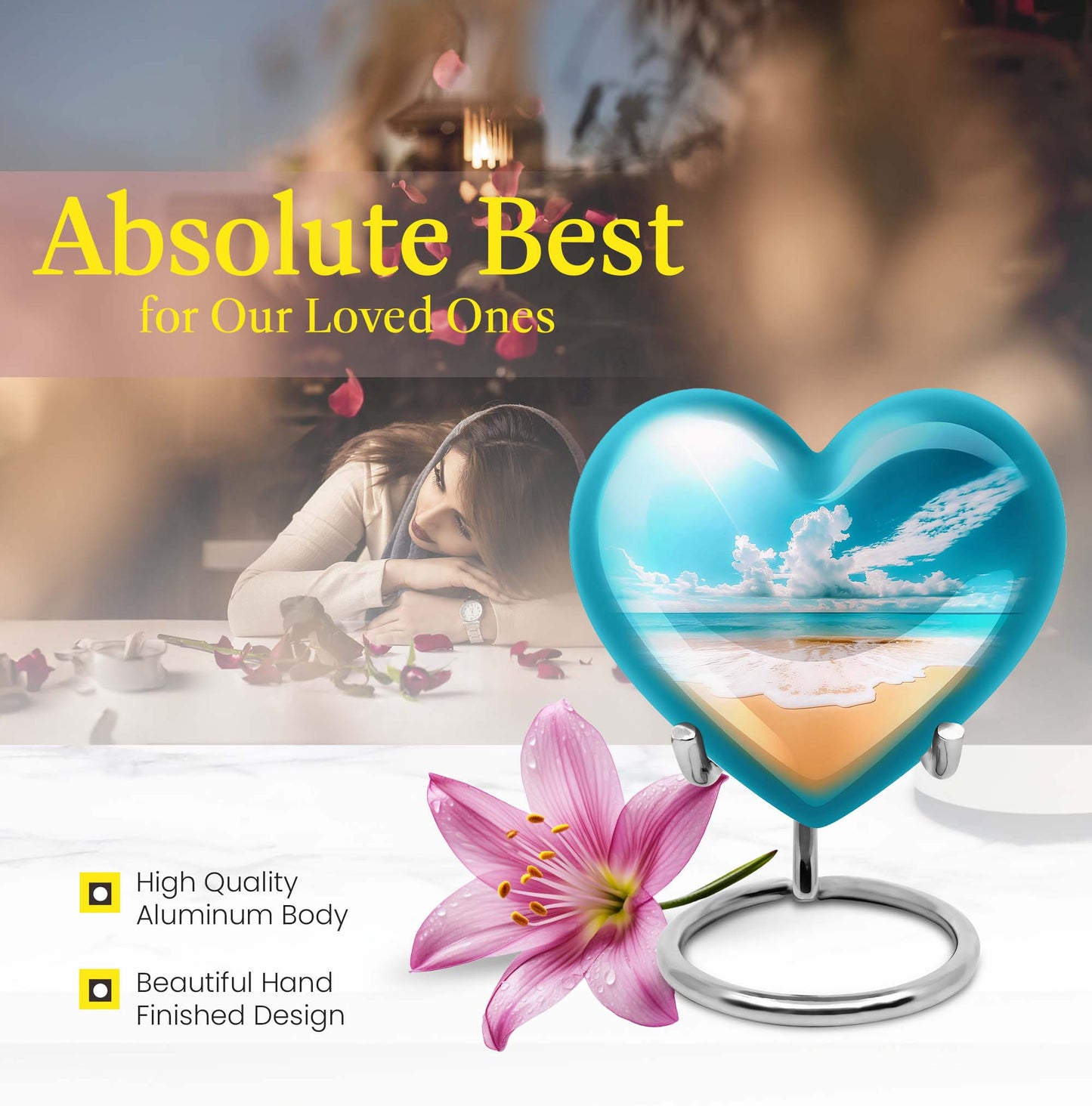 10-inch floral-engraved heart 