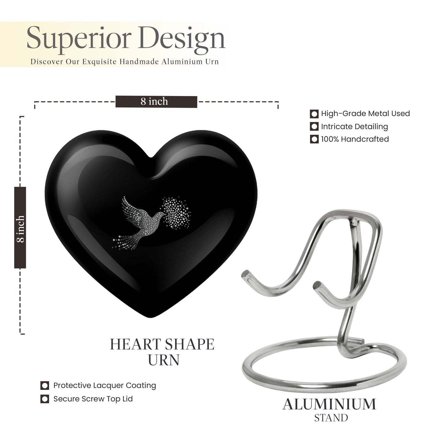 dove urn heart design