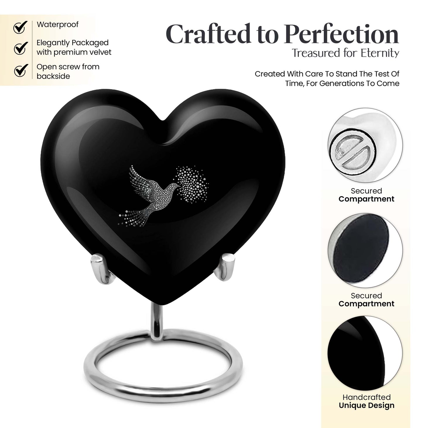 dove urn heart design