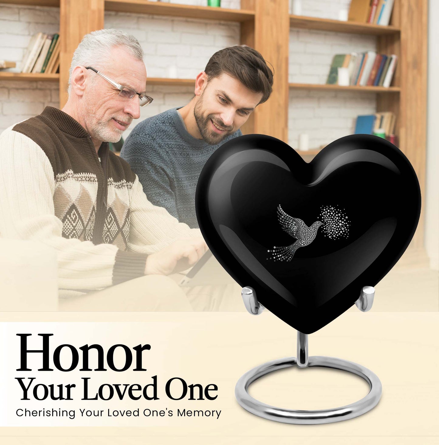dove urn heart design