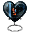 Large 10 Inch heart-shaped Dove Urn, aluminium burial funeral urn for adult ashes with flower design