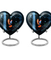 Large 10 Inch heart-shaped Dove Urn, aluminium burial funeral urn for adult ashes with flower design