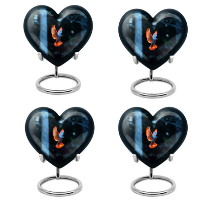 Large 10 Inch heart-shaped Dove Urn, aluminium burial funeral urn for adult ashes with flower design