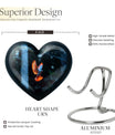 Large 10 Inch heart-shaped Dove Urn, aluminium burial funeral urn for adult ashes with flower design