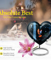 Large 10 Inch heart-shaped Dove Urn, aluminium burial funeral urn for adult ashes with flower design