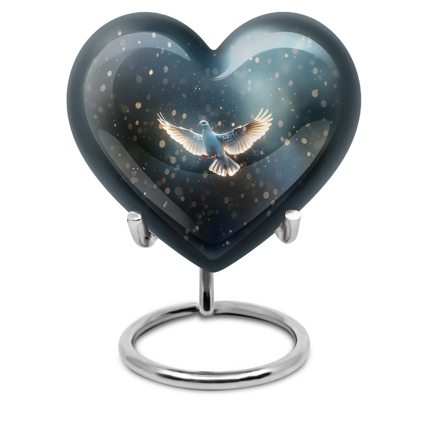 Heart-shaped dove urn for burial, crafted