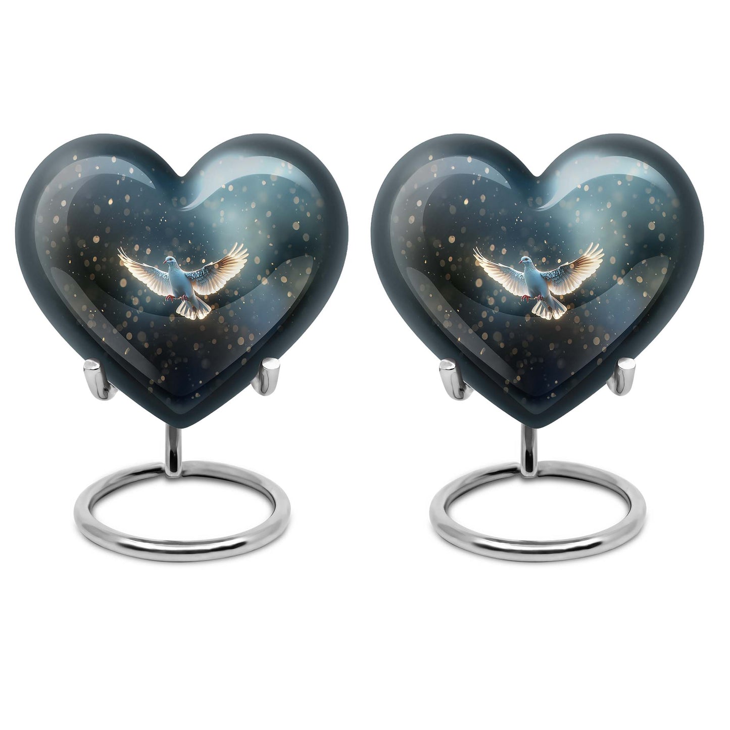 Heart-shaped dove urn for burial, crafted
