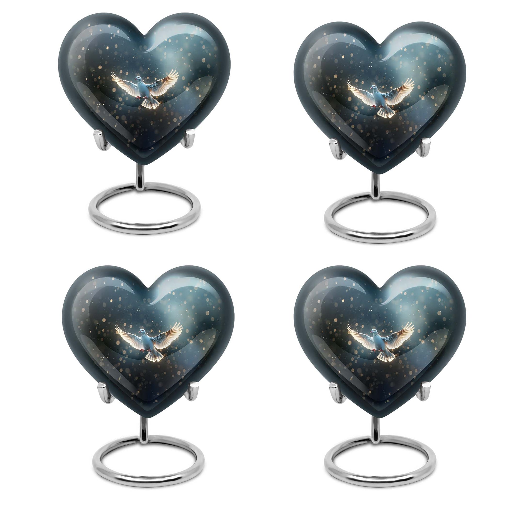 Heart-shaped dove urn for burial, crafted