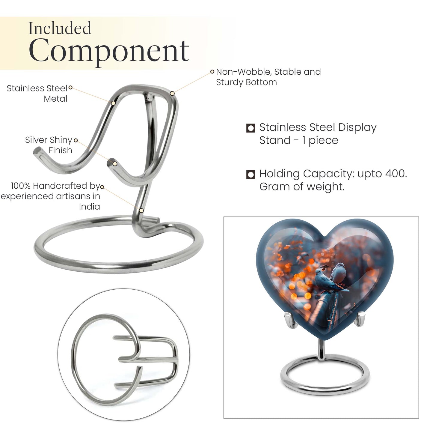 dove Urn, heart-themed