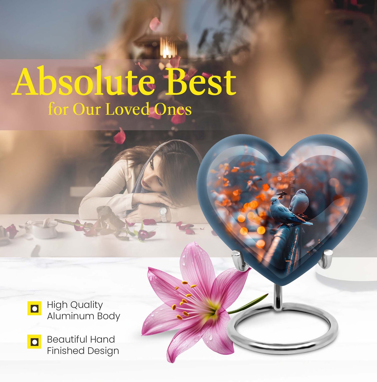 dove Urn, heart-themed