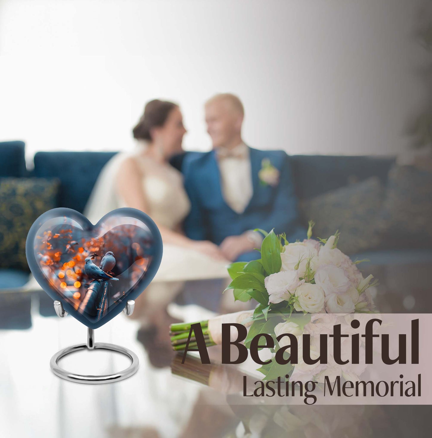 dove Urn, heart-themed