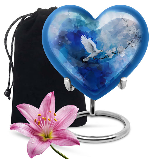 heart-shaped dove urn