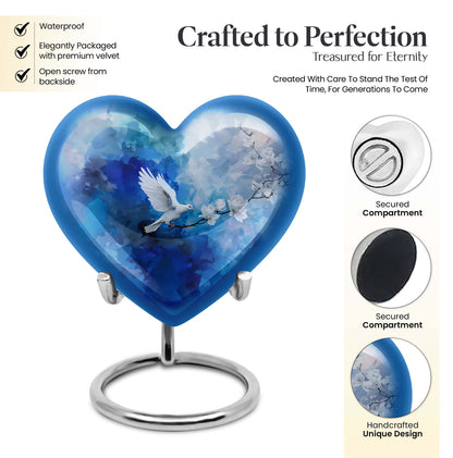 heart-shaped dove urn