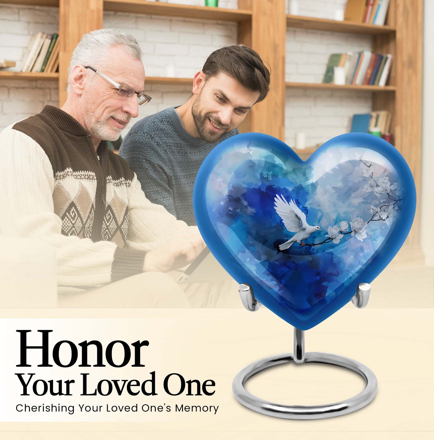 heart-shaped dove urn