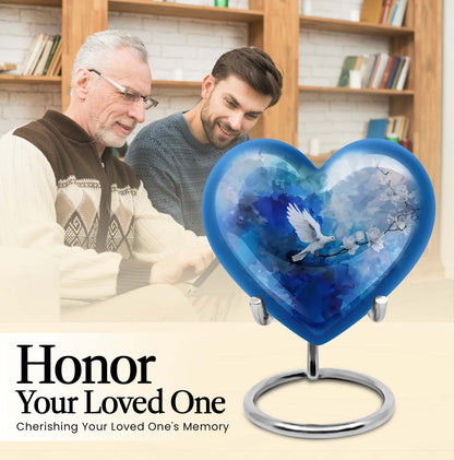 heart-shaped dove urn