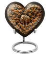 10-inch heart-shaped elephant urn with floral design for adult ashes