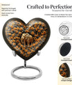 10-inch heart-shaped elephant urn with floral design for adult ashes