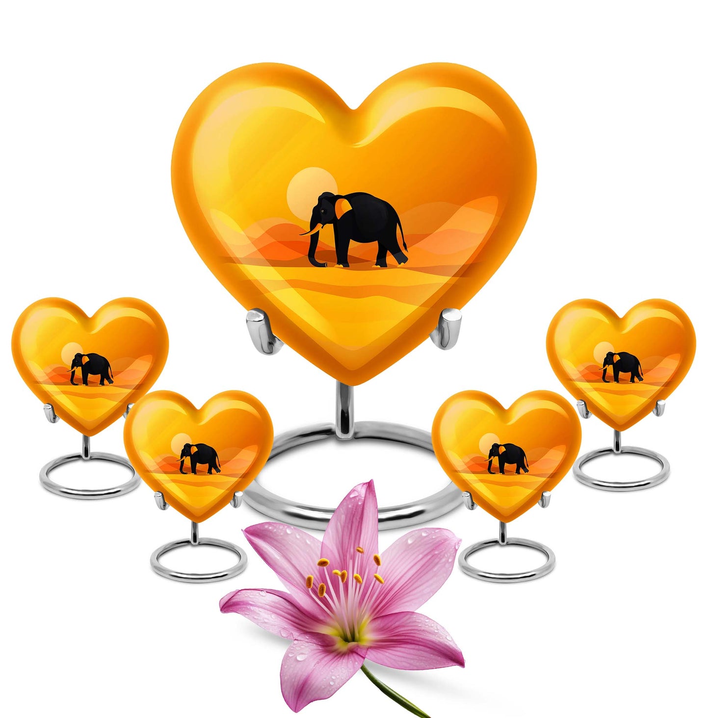 Elephant Theme Large Urn With 4 Keepsake Urn