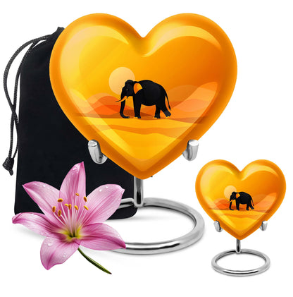 Elephant Theme Large Urn With 1 Keepsake Urn