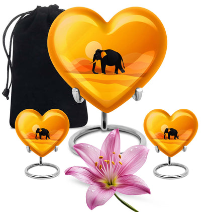 Elephant Theme Large Urn With 2 Keepsake Urn
