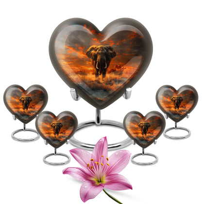 heart-shaped elephant urn for human ashes