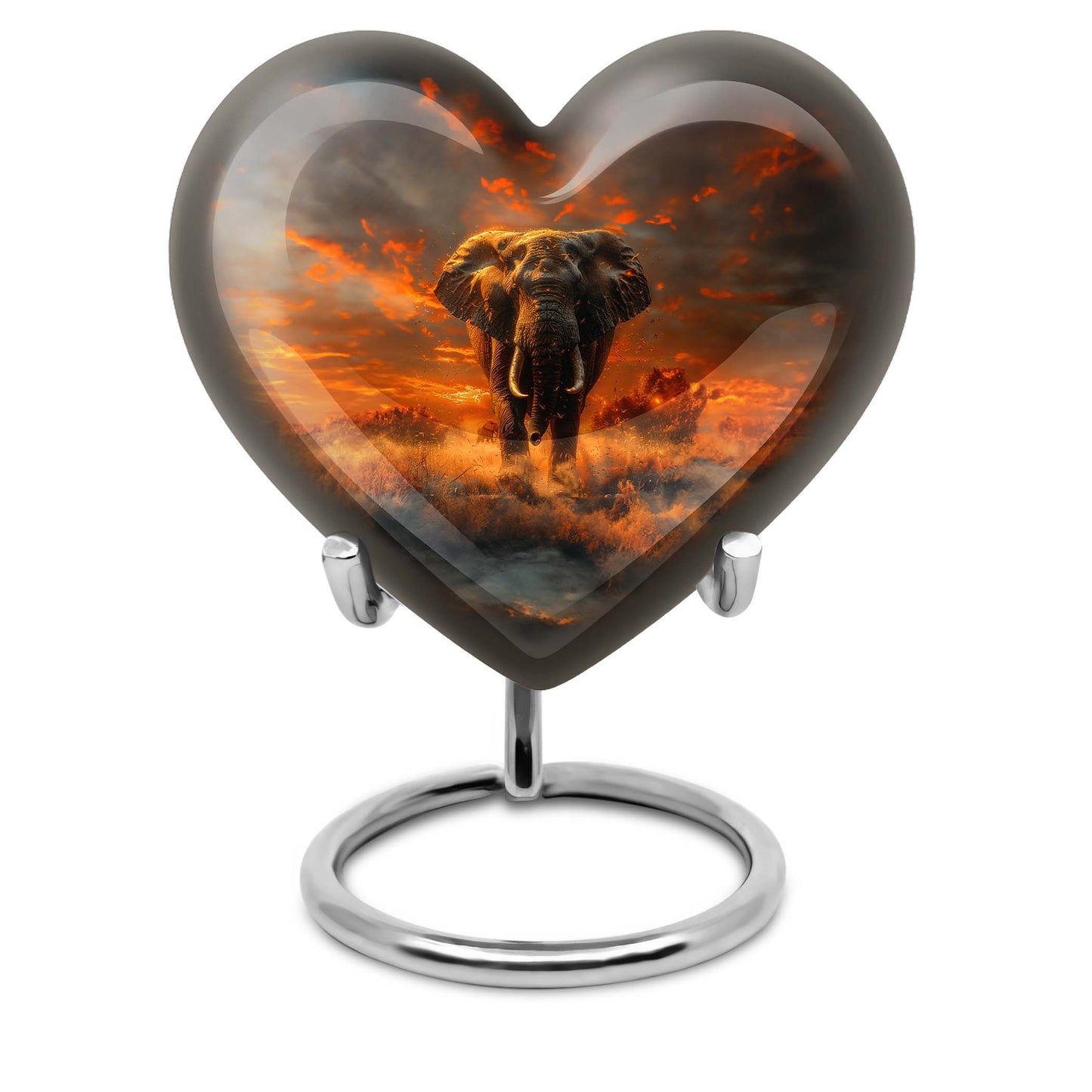 heart-shaped elephant urn for human ashes