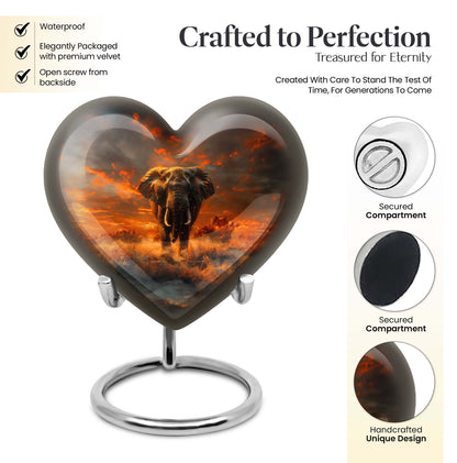 heart-shaped elephant urn for human ashes